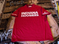 Adidas Indiana Hoosiers Mens L Red Climalite Short Sleeve Performance Shirt IU