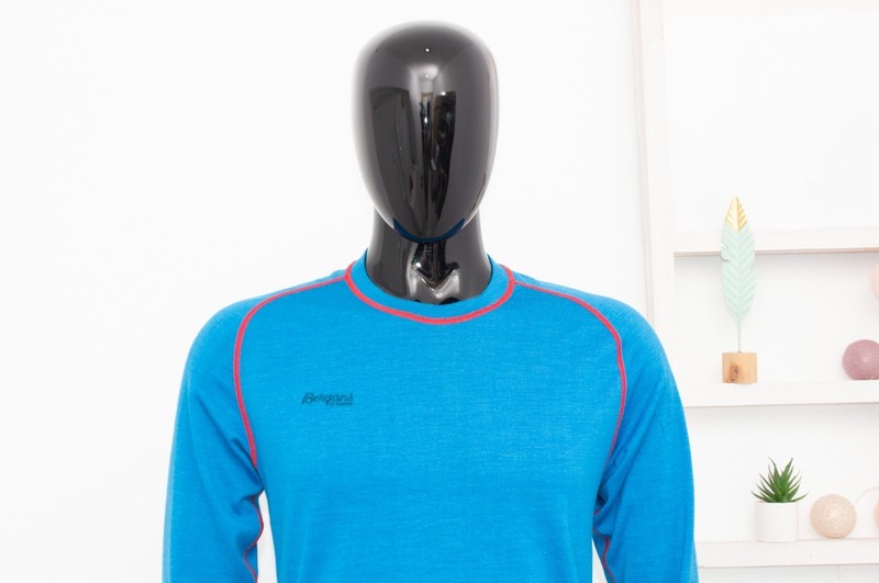 Bergans Merino Base Layer Top Men's Long Sleeve 70% Wool Thermo Blue Skiing L gallery