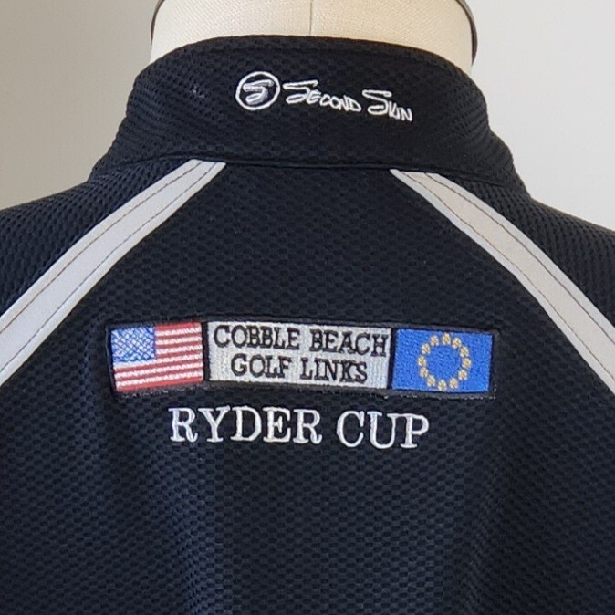 SECOND SKIN Men's Large Ryder Cup Golf Pullover Stretch Long Sleeve 1/4 Zip Blue gallery