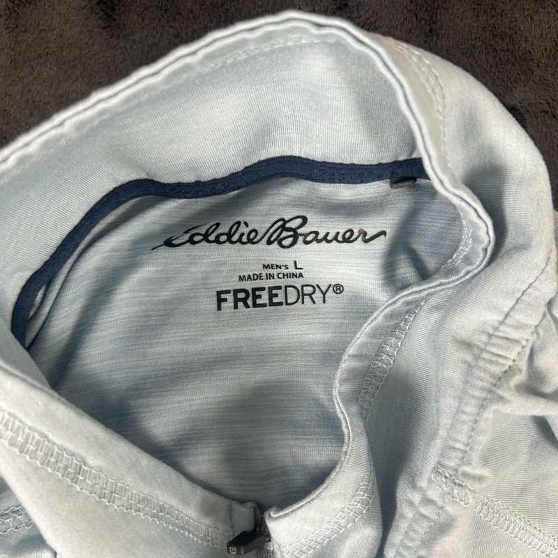 Eddie Bauer FreeDry 1/4 Zip Pullover Mens L Light Blue Heathered Activewear gallery