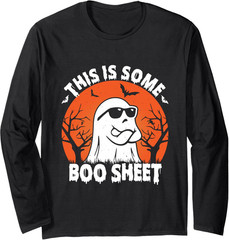 Retro Ghost Funny Halloween Spooky Humor Graphic Unisex Long Sleeve Tshirt