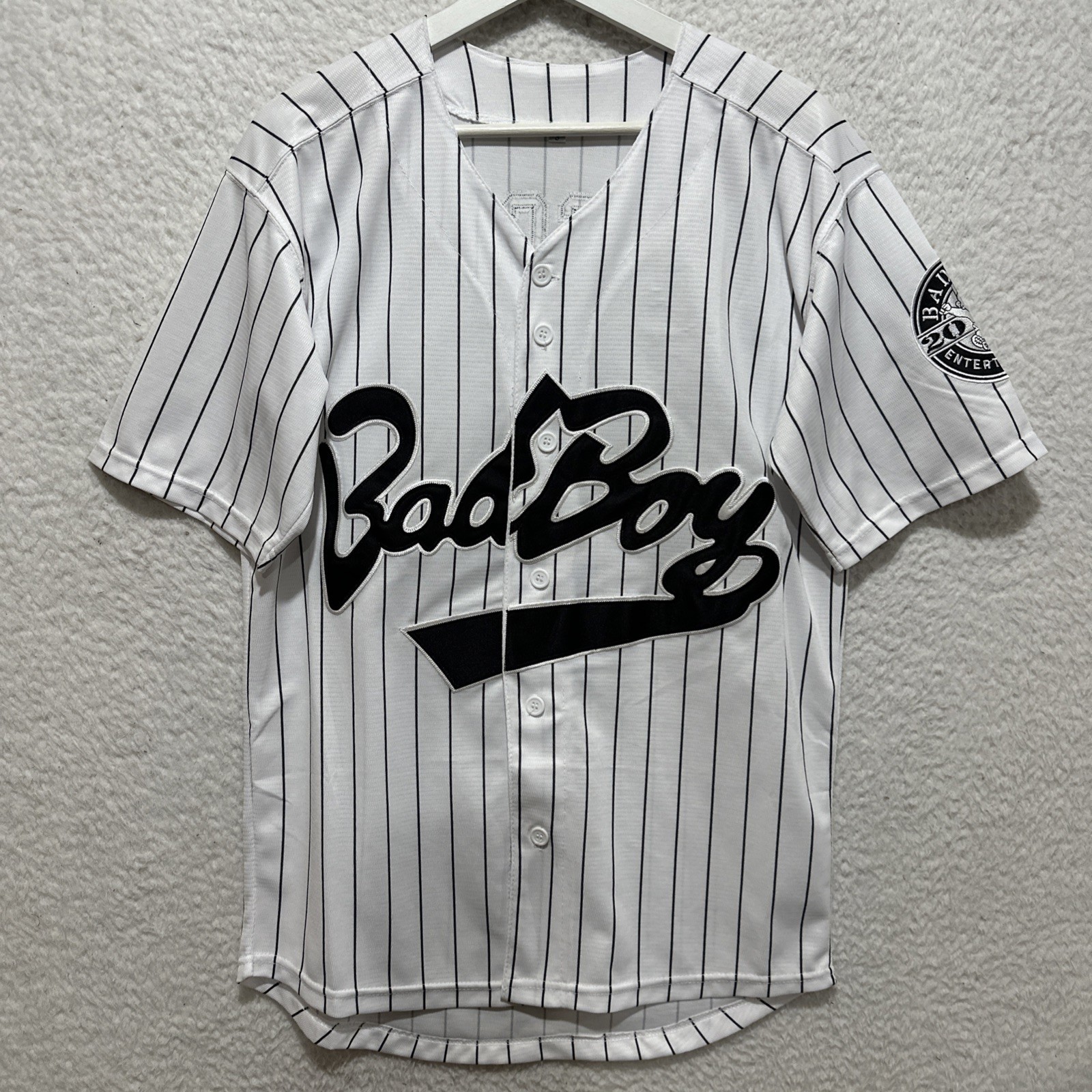 Bad Boy Biggie Size S #10 Hip Hop Pinstripe Baseball Jersey White Sox Style gallery