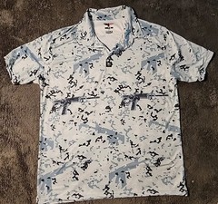 Eagle 6 M16 Graphics Blue Camouflage Golf Lightweight Polo Shirt Mens Large