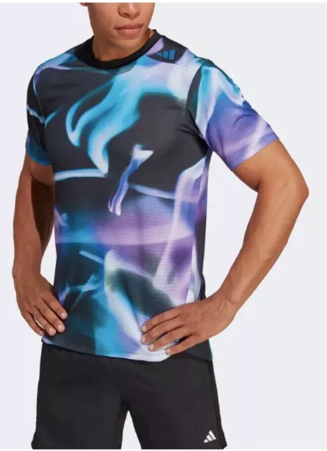 Adidas Men's Designed 4 Training HEAT.RDY AOP Tee HS7460 Violet Fusion Size MT