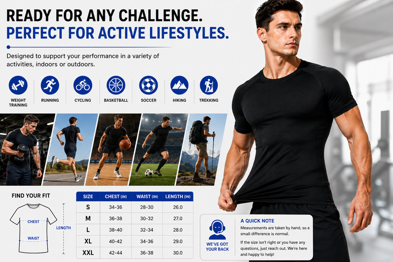 Men's Compression Shirt Short Sleeve Athletic Workout Gym Running Base Layer Tee gallery
