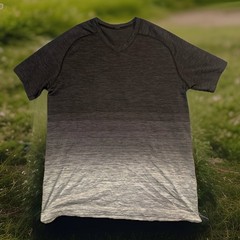 Lululemon Metal Vent Tech Shirt Mens Large Crew Neck Ombre Black Gray V-Neck