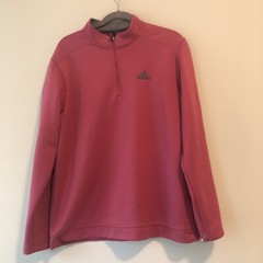 Mens Adidas Long Sleeve 1/4 Zip ColdRdy Pullover Size L Pink Rouge