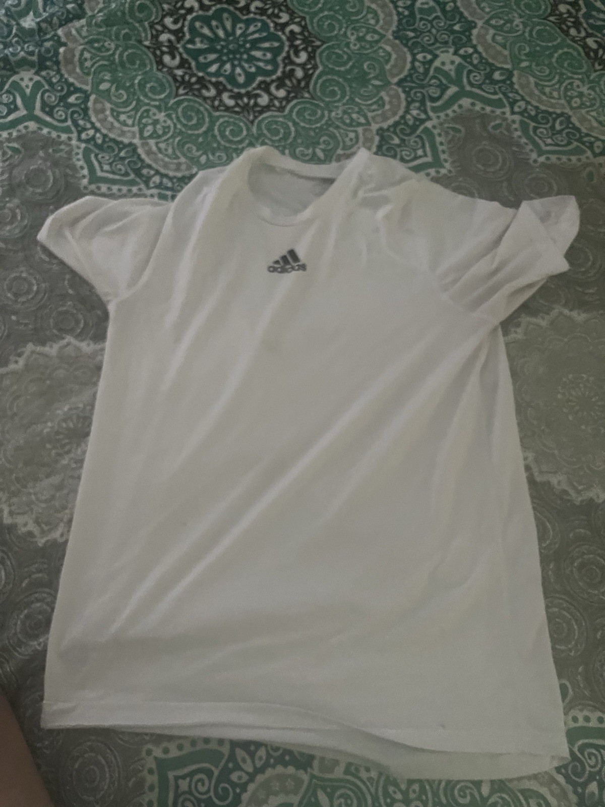 adidas Men's M White Polyester Crew Neck Short Sleeve T-Shirt Lightweight Logo gallery