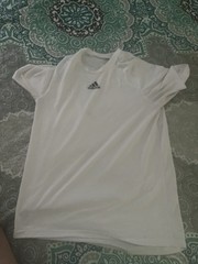 adidas Men’s M White Polyester Crew Neck Short Sleeve T-Shirt Lightweight Logo