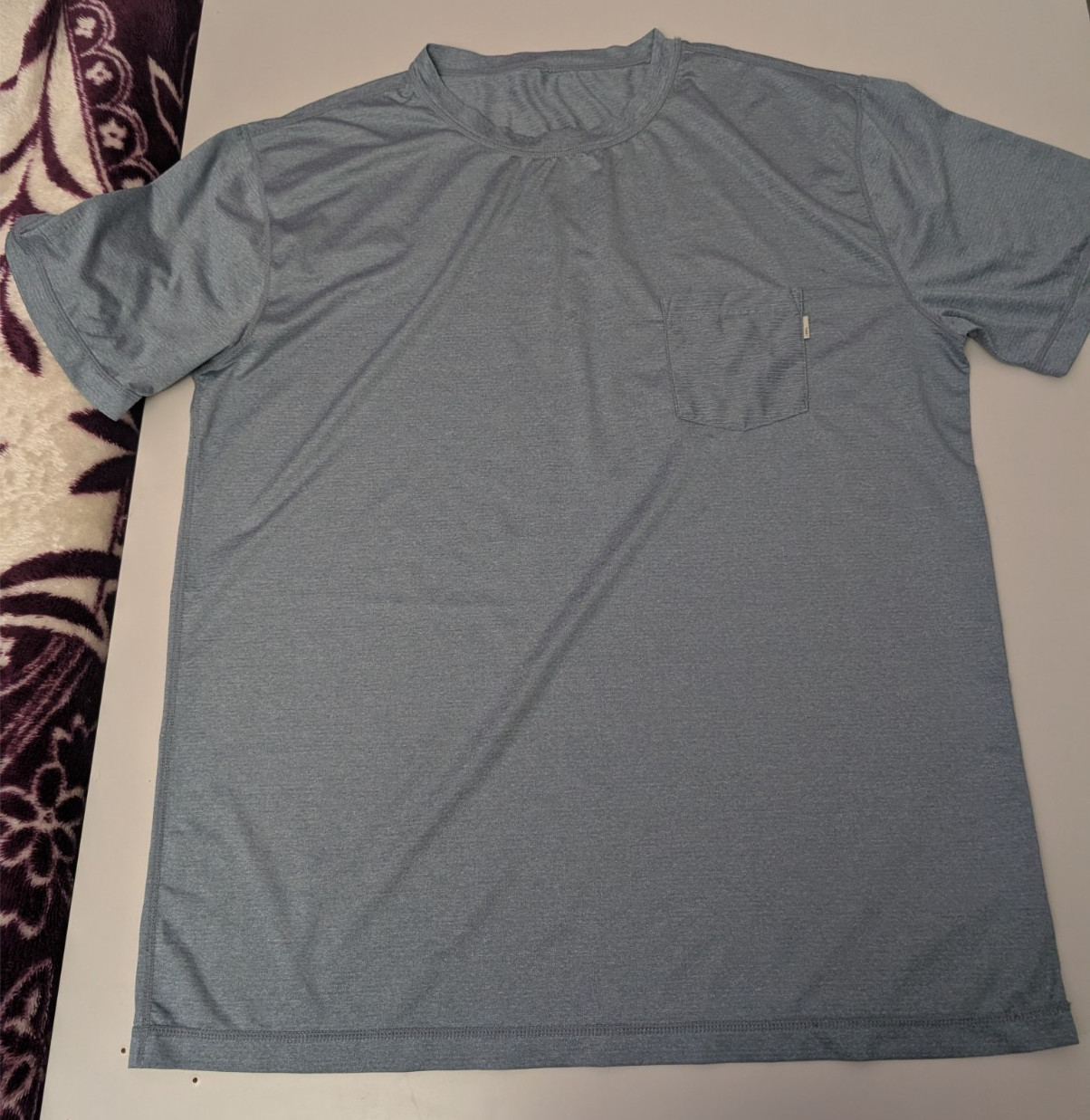 Vuori Mens Large Tradewind Performance Pocket Tee Shirt Blue Heather 23x28 gallery