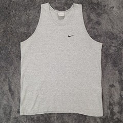 Vtg Y2K Nike Shirt Mens Medium Gray Made USA Athletic Tank Top Swoosh Logo