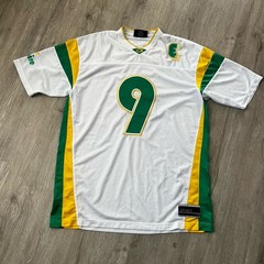 Empire Number 9 Men’s Mesh Sports Jersey White Green Yellow Size 24×33