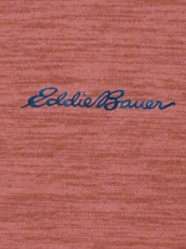 Eddie Bauer FreeDry Motion Tee Shirt Mens L Orange Logo Athletic Stretch Active gallery