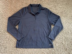 Nike Dri-Fit Thin Long Sleeve Athletic Pullover Polo Blue XL