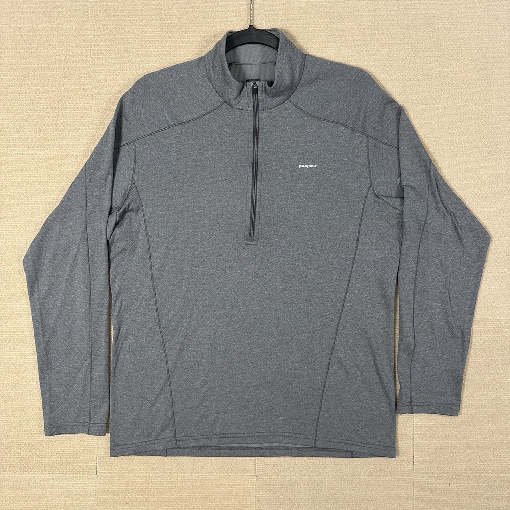 Patagonia Capilene 3 Midweight Base Layer 1/4 Zip Pullover Mens L Gray Polartec