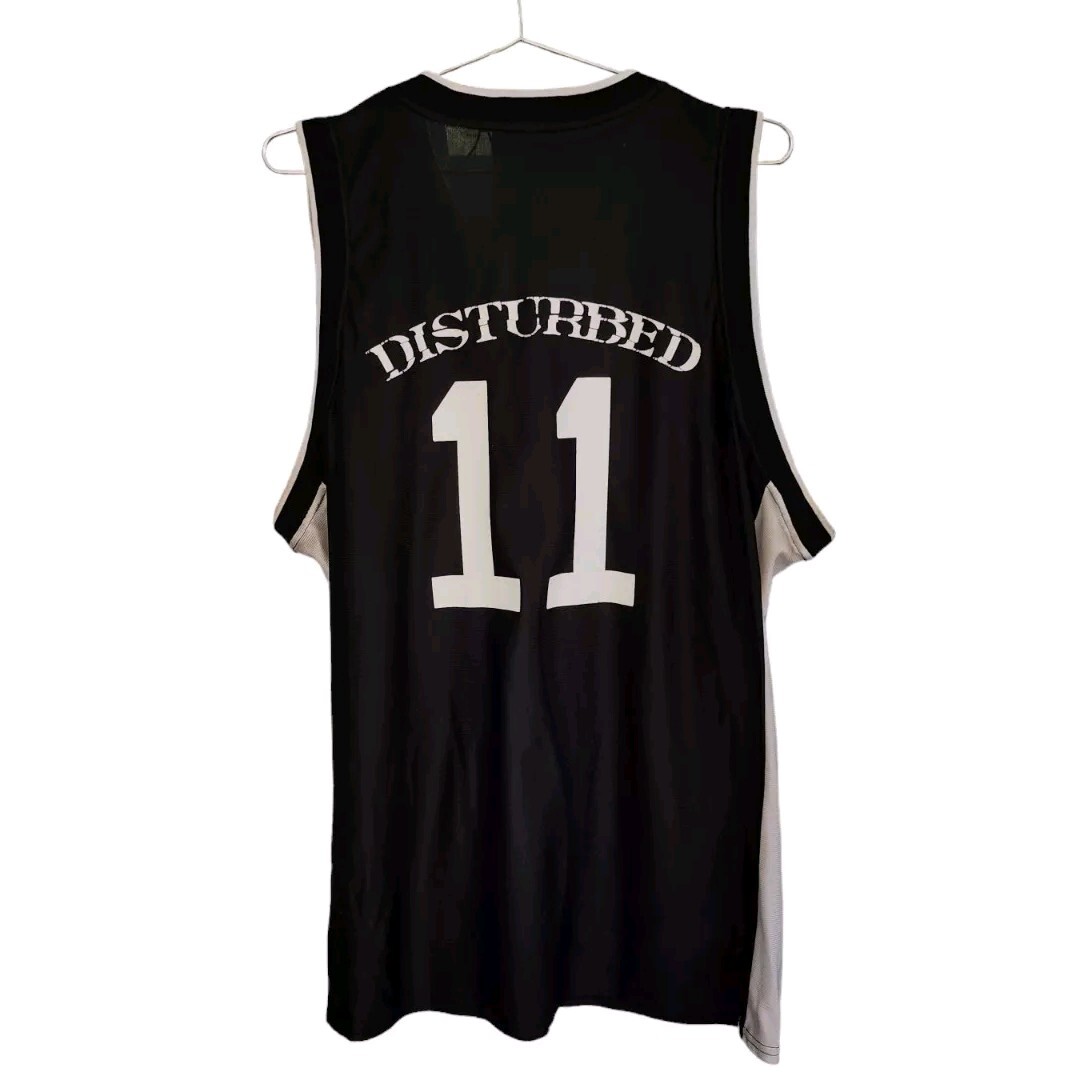 Rare Vintage Disturbed Black & White Basketball Nu Metal Band Jersey - Large gallery