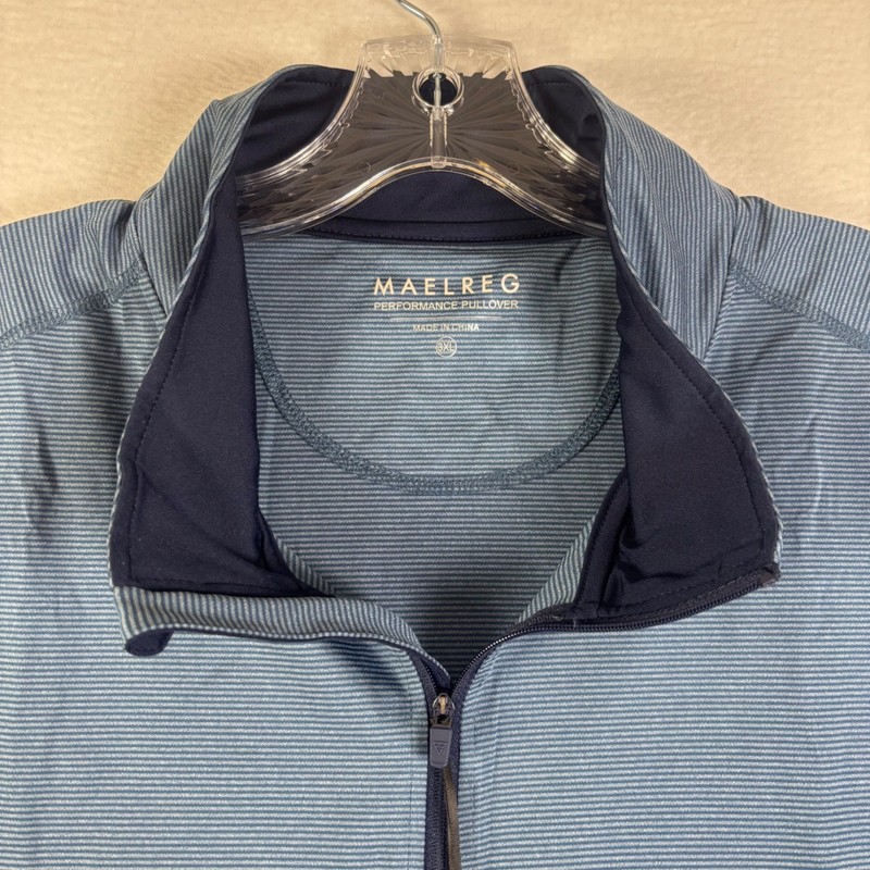Maelreg Performance Pullover Mens 3XL Blue Striped Quarter Zip Golf Shirt 3XL gallery