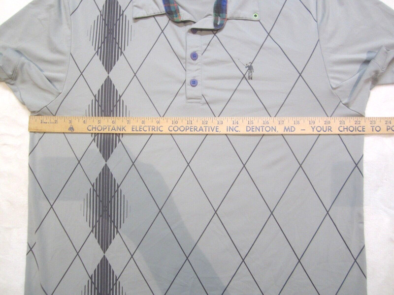 William Murray Golf Gray Argyle Print Polo T-Shirt Size Large EUC gallery