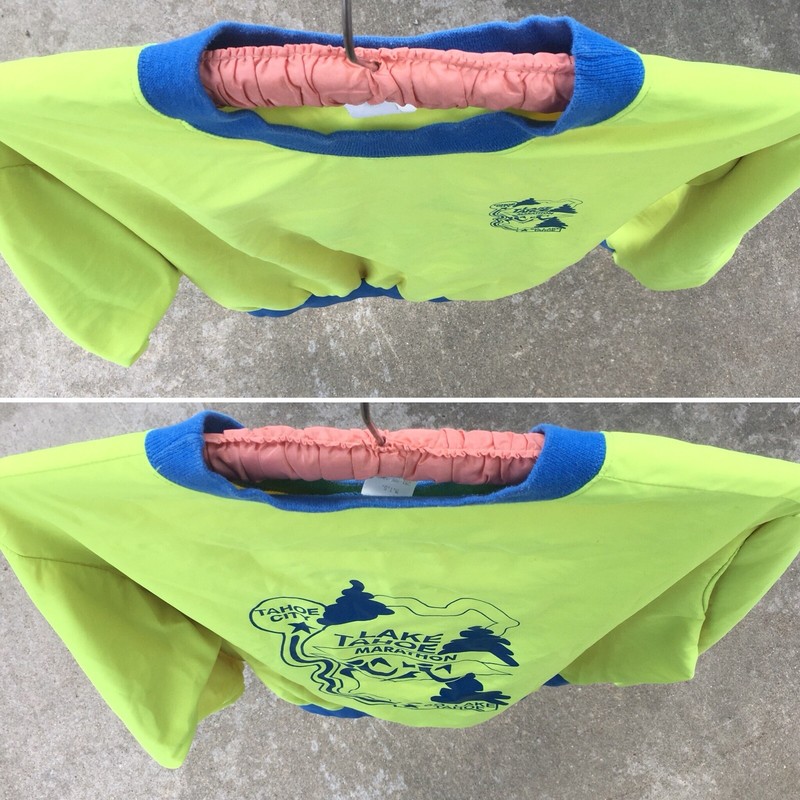 Lake Tahoe Marathon Graphic Tee Top Microfiber Neon Yellow W/ Blue Ringer Sz S gallery