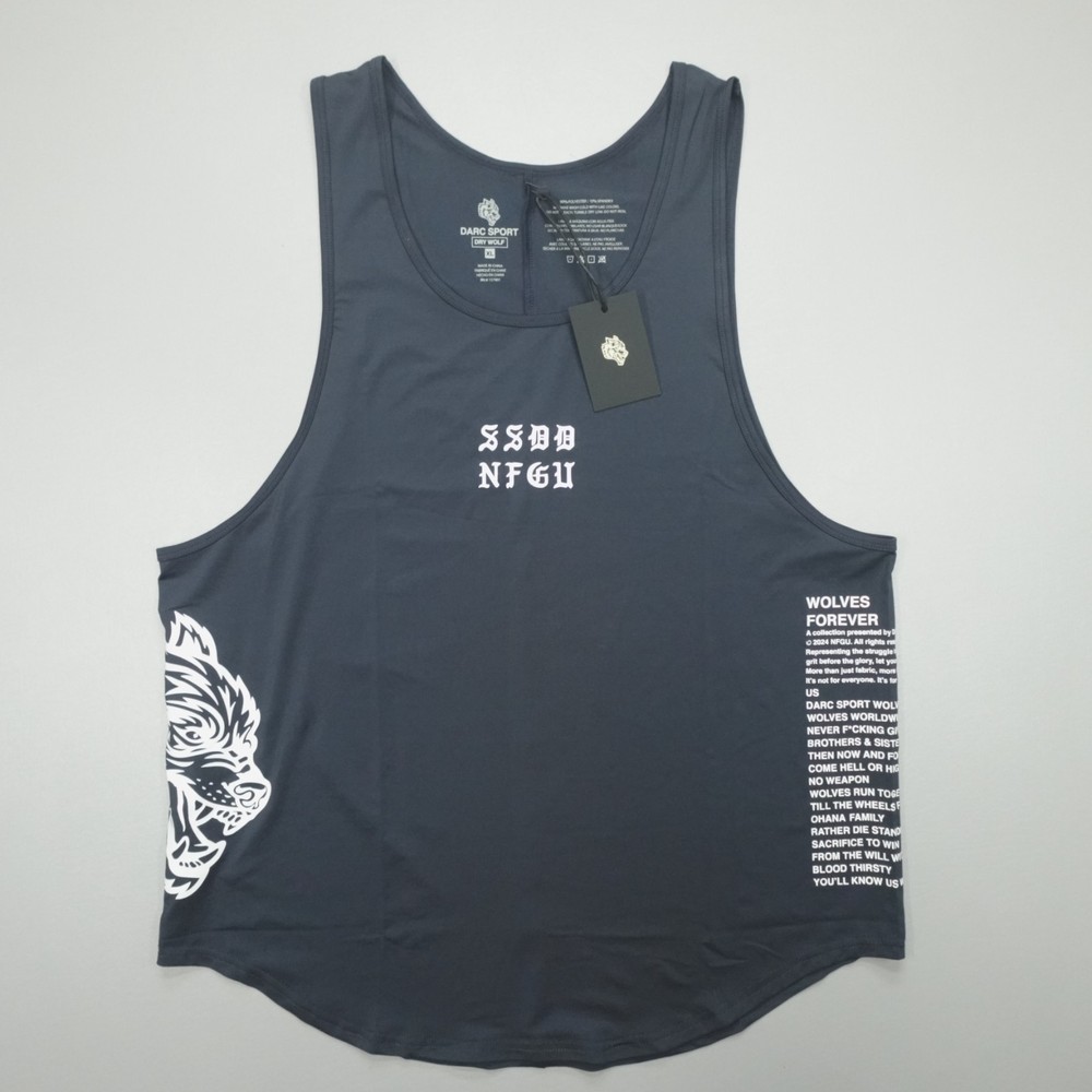 Darc Sport In Our Blood Dry Wolf Back Seam Drop Tank Men's Size XL Navy DSPT010