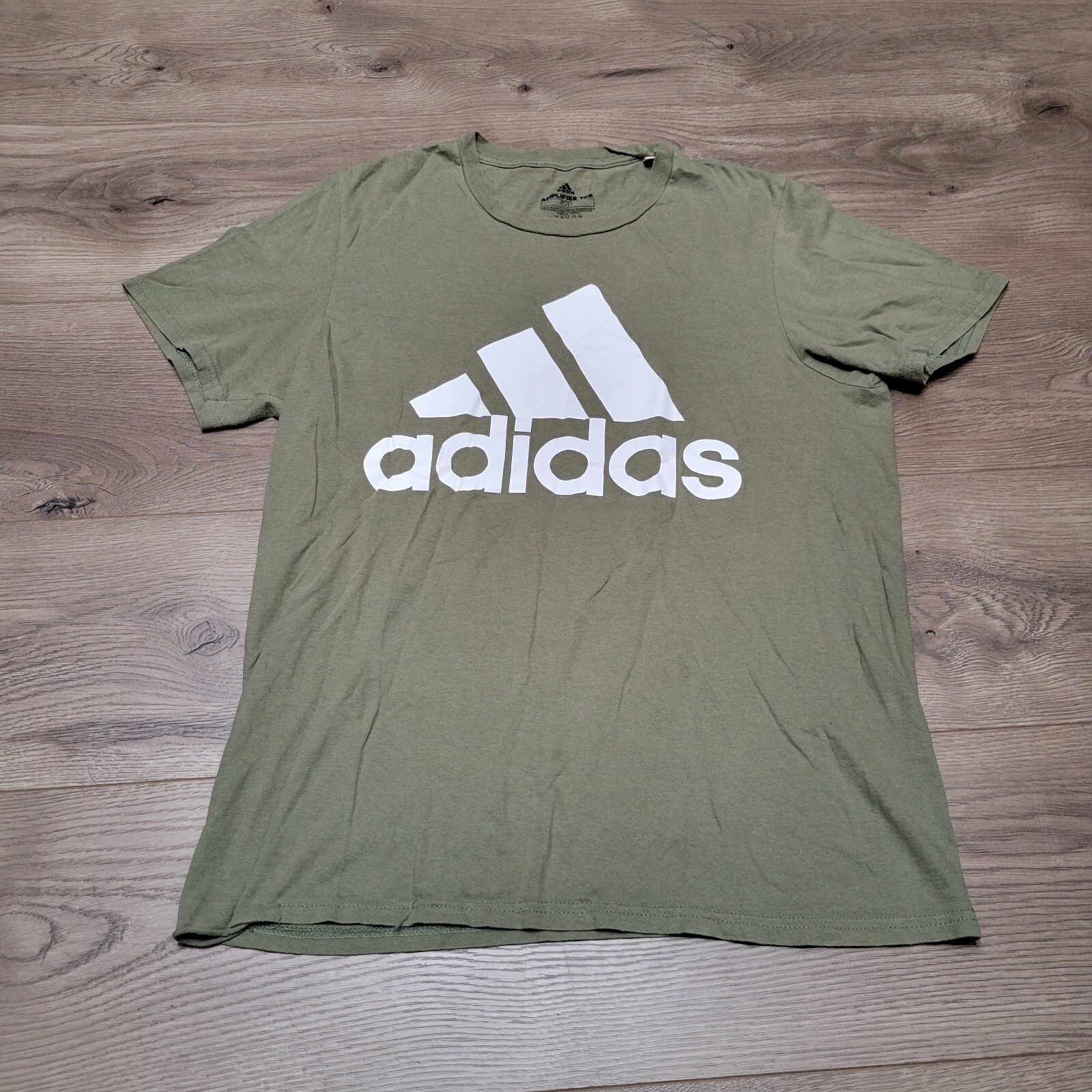adidas Shirt Men Small Green Amplifier Short Sleeve Athletic Stripes Graphic Tee gallery