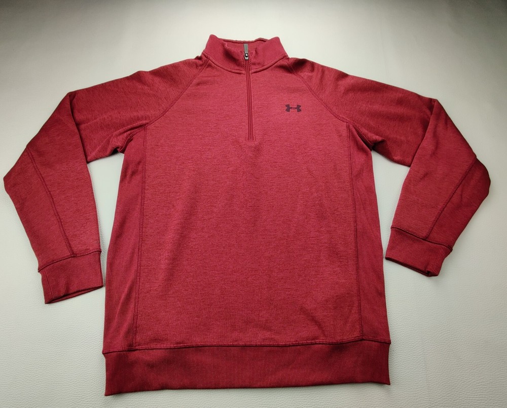 Under Armour Loose Cold-Gear Storm Men's Medium 1/4 Zip Maroon Pullover Top