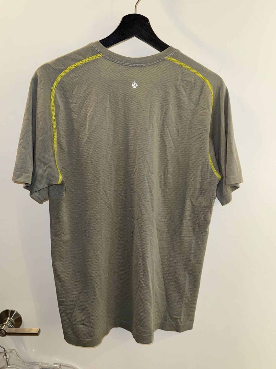 Lululemon Metal Vent Tech Short Sleeve Shirt Gray with Neon Yellow Contrast Stit gallery