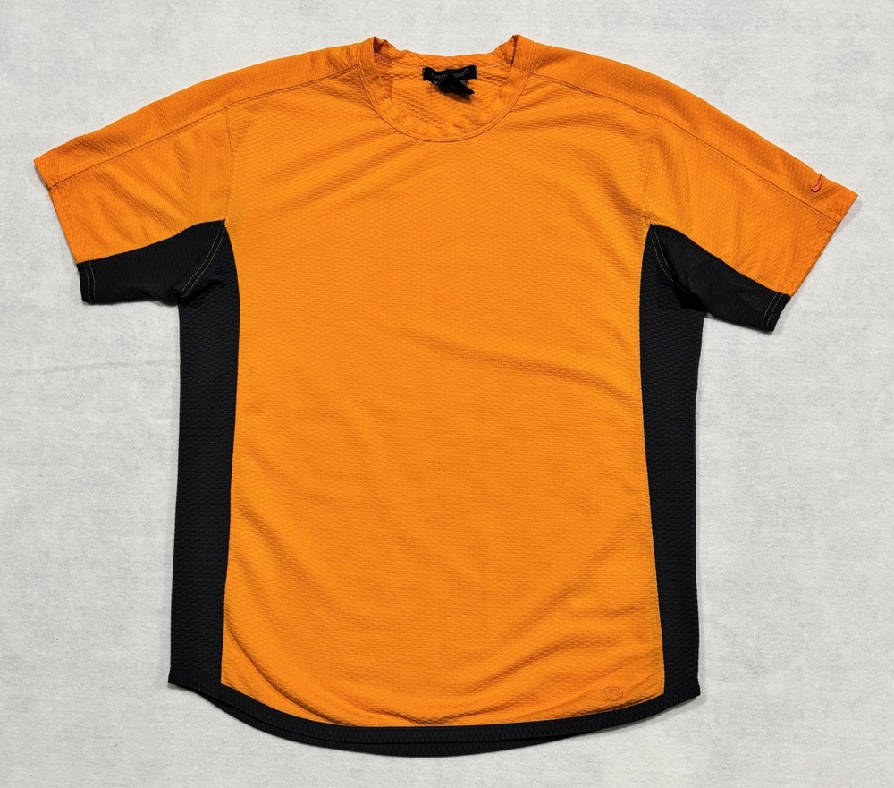 Nike Sphere Activewear Pullover Short Sleeve Thermal Knit Shirt Mens L Orange