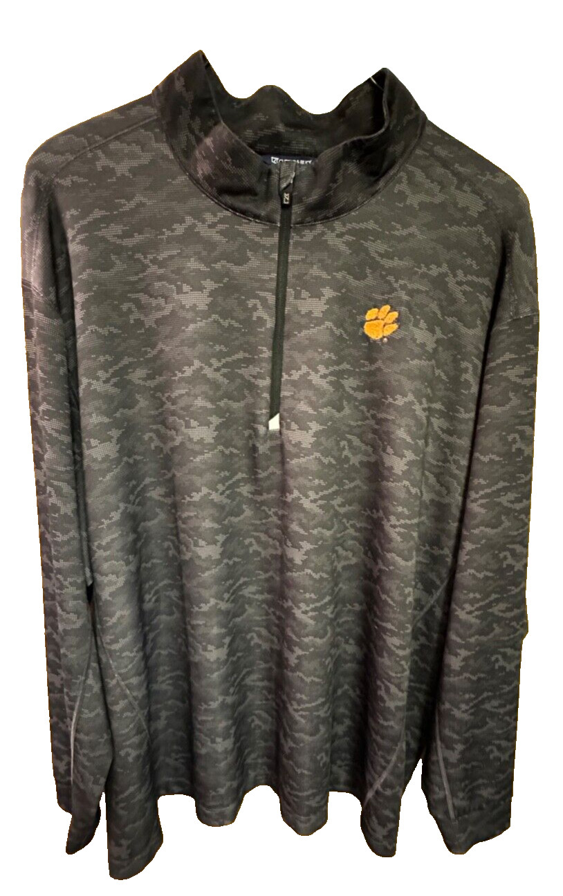Mens Used Cutter & Buck 5XB/5TG Black Camo Pullover w/ Clemson Tiger Paw L/S gallery