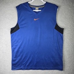 Vintage Nike Sleeveless Mesh Shirt Mens XL Blue Silver Gray Tag Center Swoosh