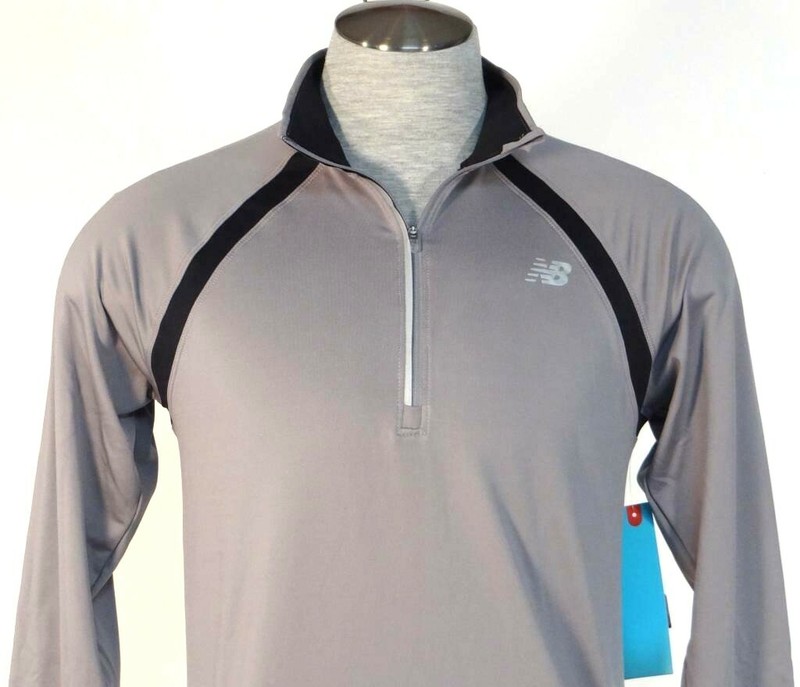 New Balance NB Dry NB Heat Gray 1/2 Zip Long Sleeve Running Shirt Men's NWT gallery