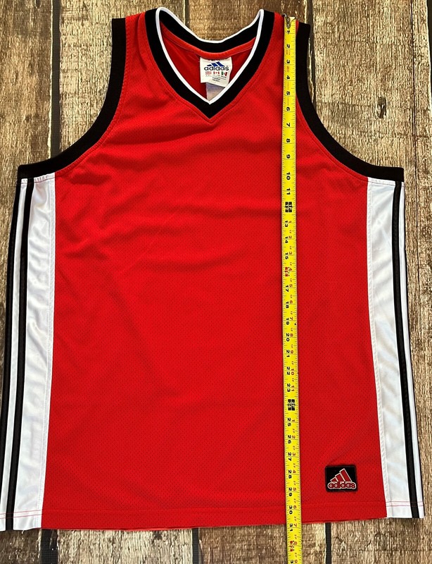 VINTAGE ADIDAS BLANK BASKETBALL JERSEY RED WHITE BLACK MENS LARGE EXCELLENT gallery