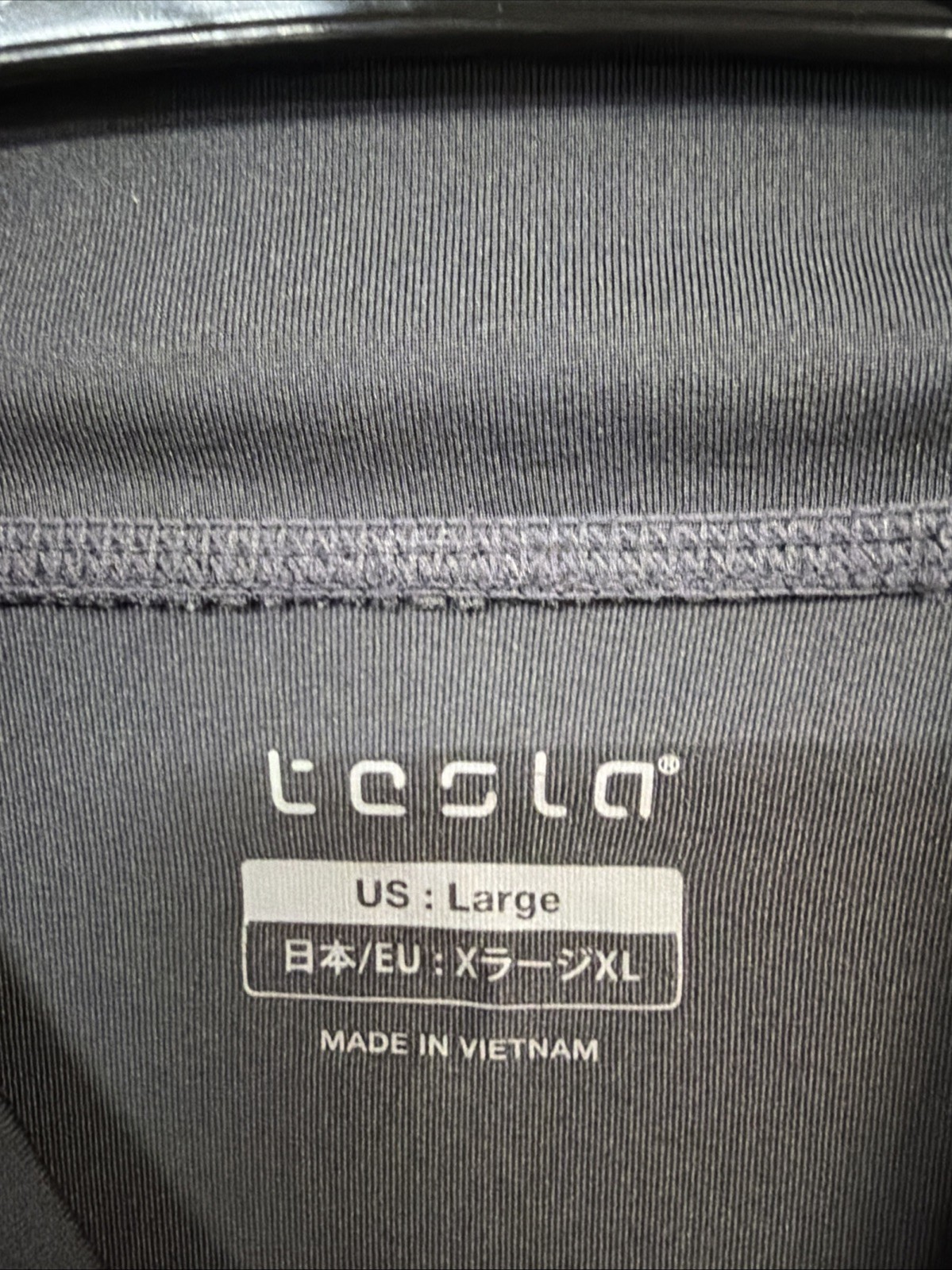Tesla Shirt Mens Large Gray Long Sleeve Athletic Base Layer Spell Out Sleeve gallery