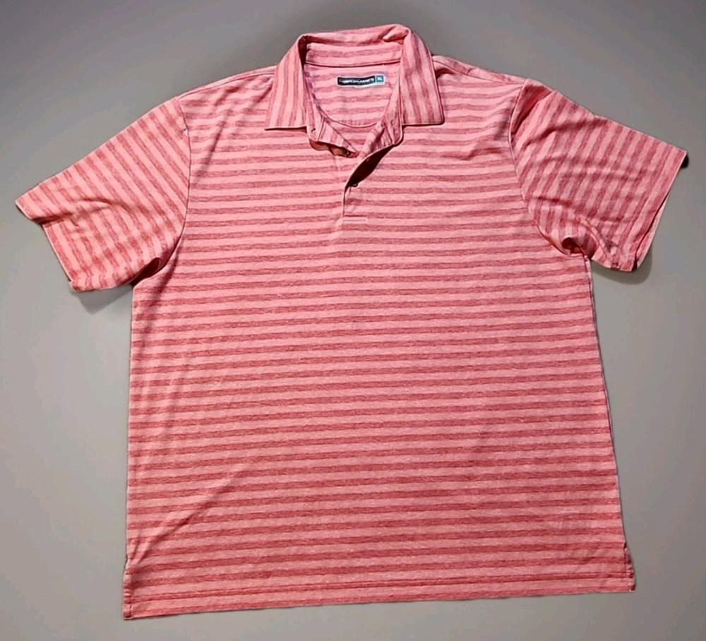 Roundtree & Yorke Performance Pink Striped Golf Lightweight Polo Shirt Mens XL