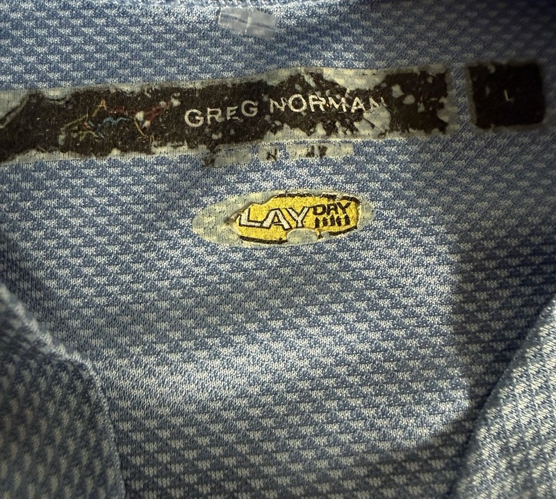 Greg Norman Play Dry Short Sleeve Performance Tee T Shirt Mens L Golf Light Blue gallery