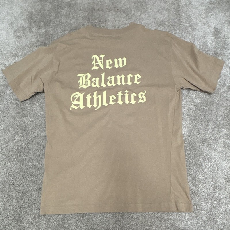 New Balance Beige Men's Medium Crew Neck Short Sleeve T-Shirt FREE SHIPPING gallery