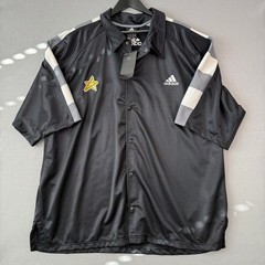 Adidas Superstar Baseball Jersey Mens 3XL Black Gold Snap Button Logo Shirt NWT