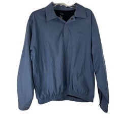 Izod Blue Pull Over 1/4 Snap Vents Pockets Golf Athleisure Activewear Men M EUC