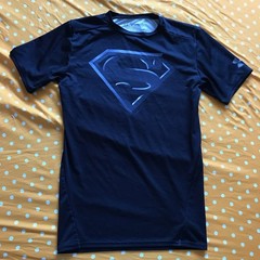 Under Armour Alter Ego Superman Compression Shirt Mens LARGE Black HeatGear