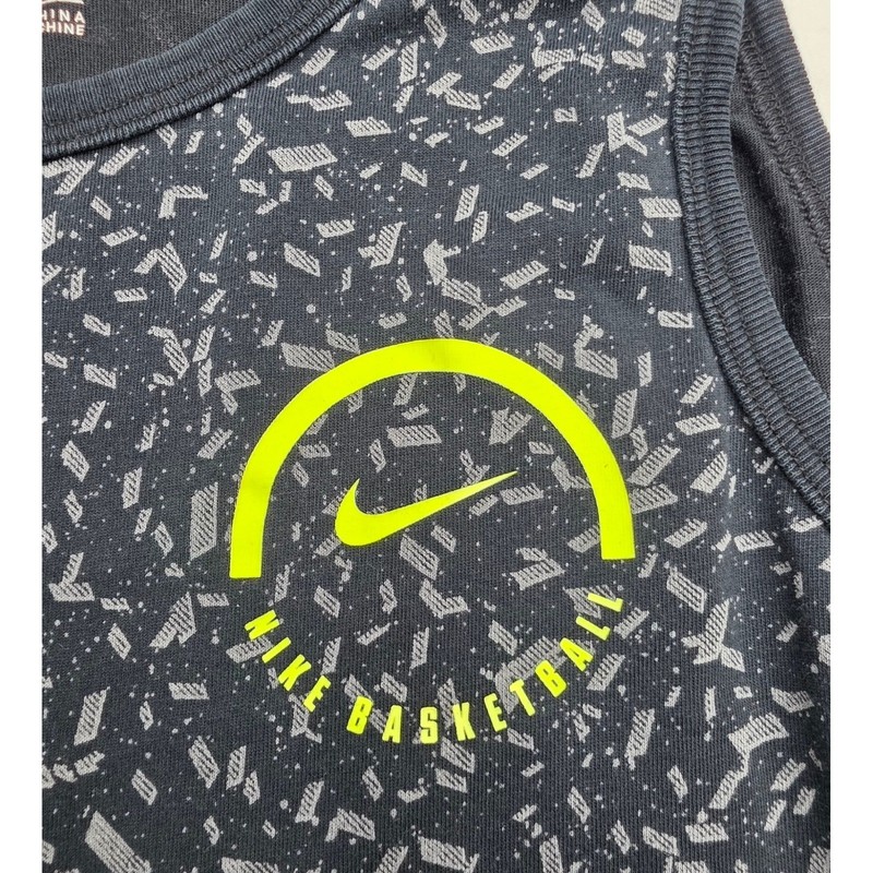 Nike Basketball Dri-FIT Tank Top Mens Medium Black Grey Confetti Print Neon Logo gallery