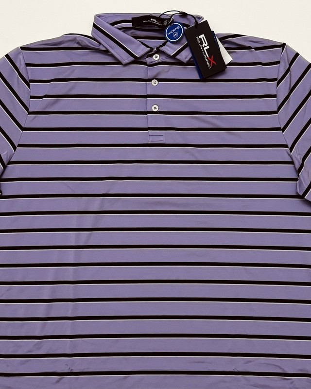 Ralph Lauren Men’s Short Sleeve Stripe Polo Shirt Purple XLarge RLX Performance gallery