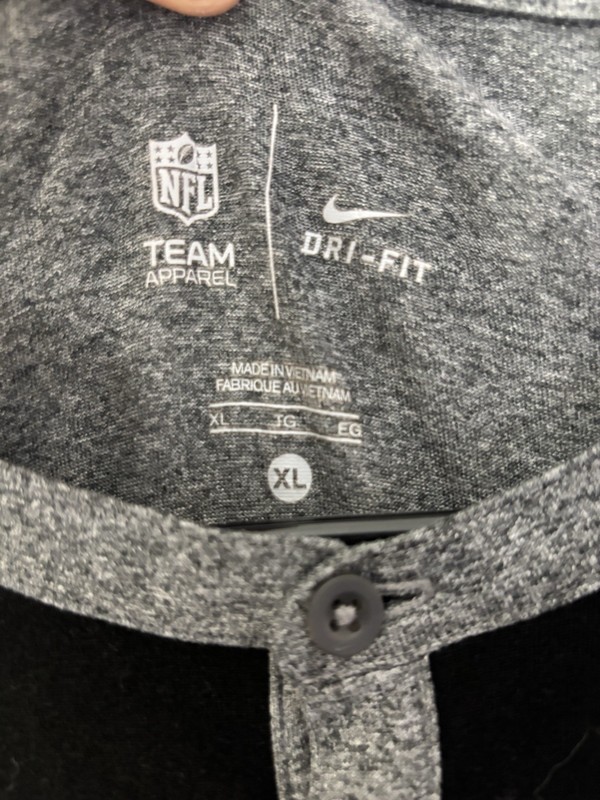 Nike Raiders Dri-FIT Shirt Mens XL Black Gray 3/4 Sleeve NFL Pocket Tee gallery