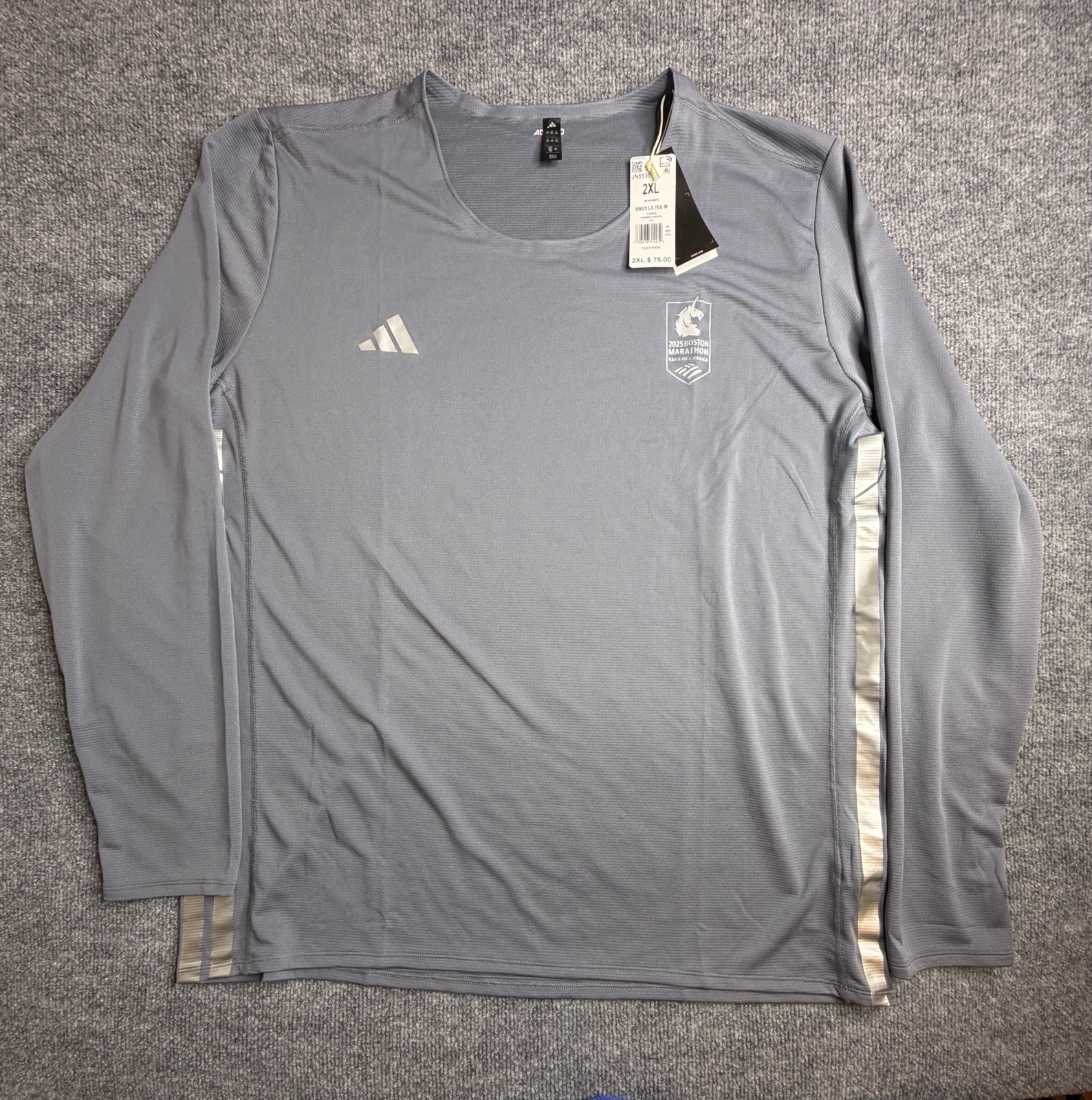 adidas 2025 BOSTON MARATHON Participant Long-Sleeved Men’s Gray 2XL gallery
