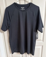 New Rhone Mens Black Solid Athletic Anniversary Shirt Workout Med