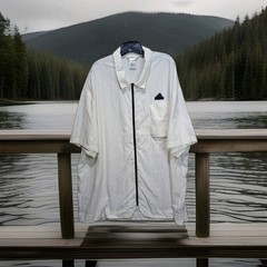 Adidas City Escape Q2 Shirt Mens 2XL White Full Zip Windbreaker Short Sleeve
