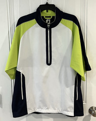 FootJoy FJ Mens Large 1/4 Zip Sport Golf Windshirt Black, White & Neon Green