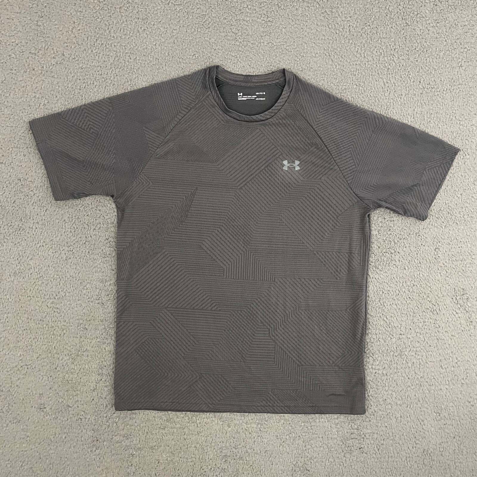 Under Armour T-Shirt Mens Large Loose Gray Geometric Activewear Workout Gym Dad gallery