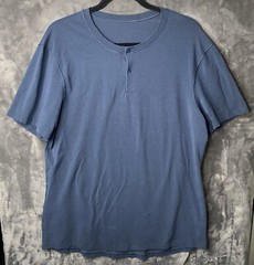 Lululemon Snap Button Henley Shirt Men’s Large Blue Short Sleeve Athleisure