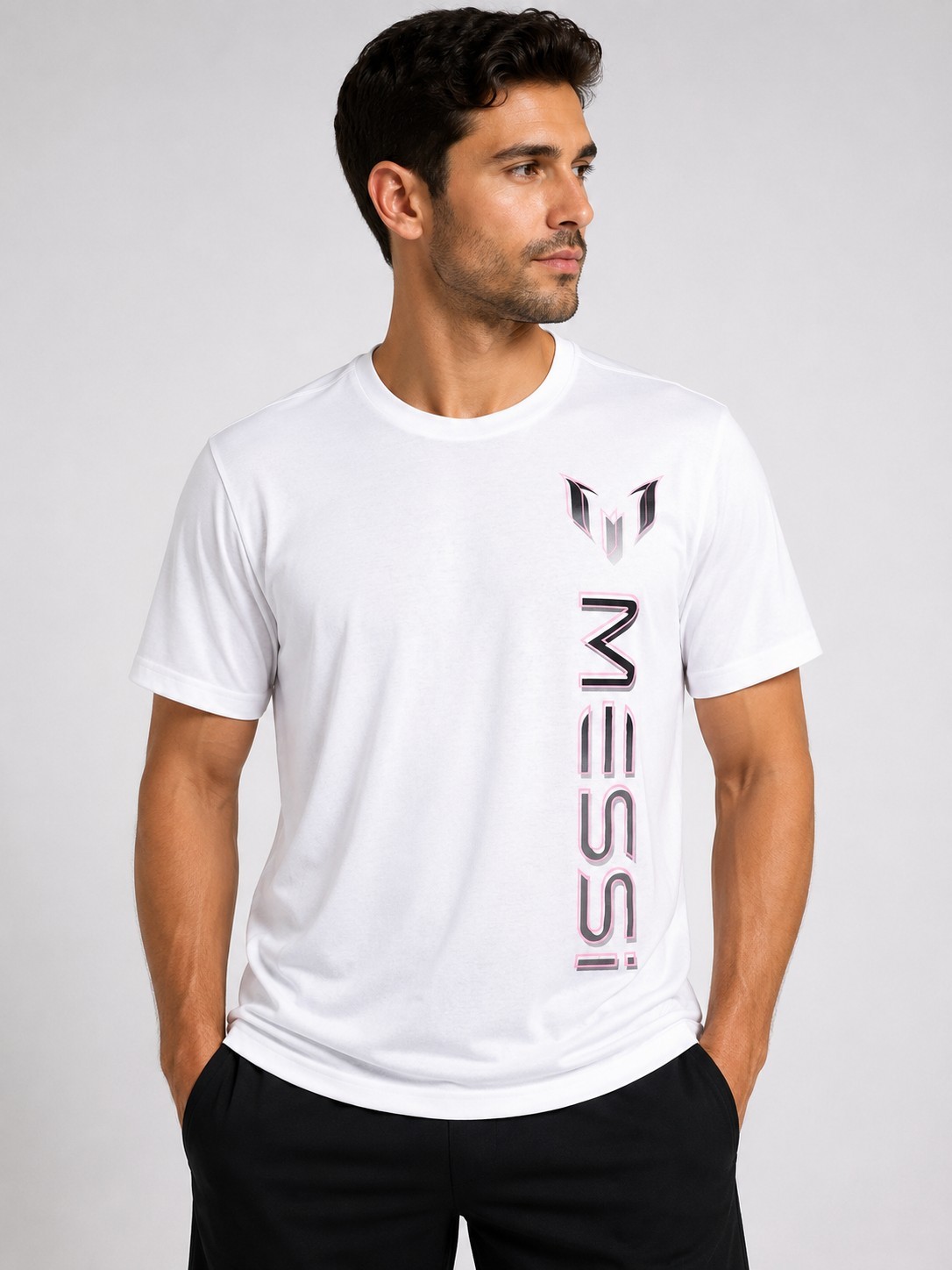 NEW Messi Men's WHITE Performance Athletic Soccer T-Shirt Style MEDIUM gallery