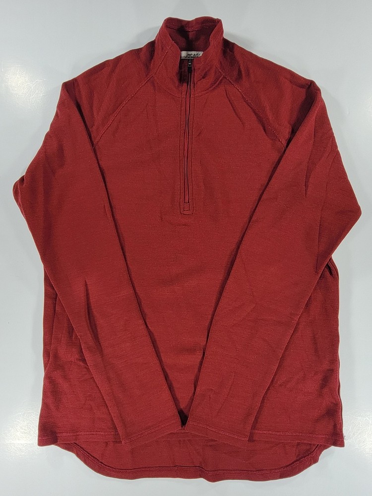 IBEX Mens 1/4 Pullover Base Mid Layer Large Long Sleeve 100% Merino Wool Shirt